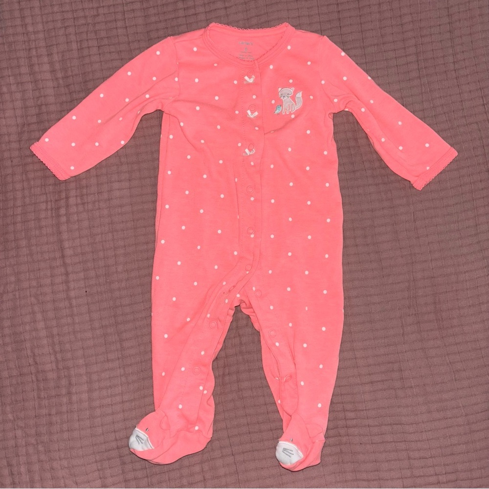 Carter's Pink and White Soft Footie One Piece